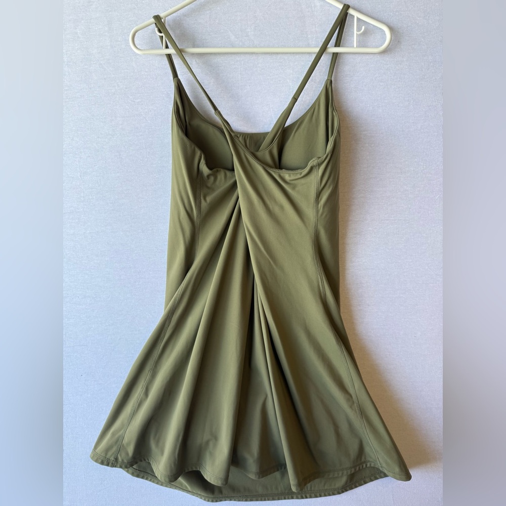 Quality Olive Green Dress with built in bra and shorts with pockets - Picture 3 of 8